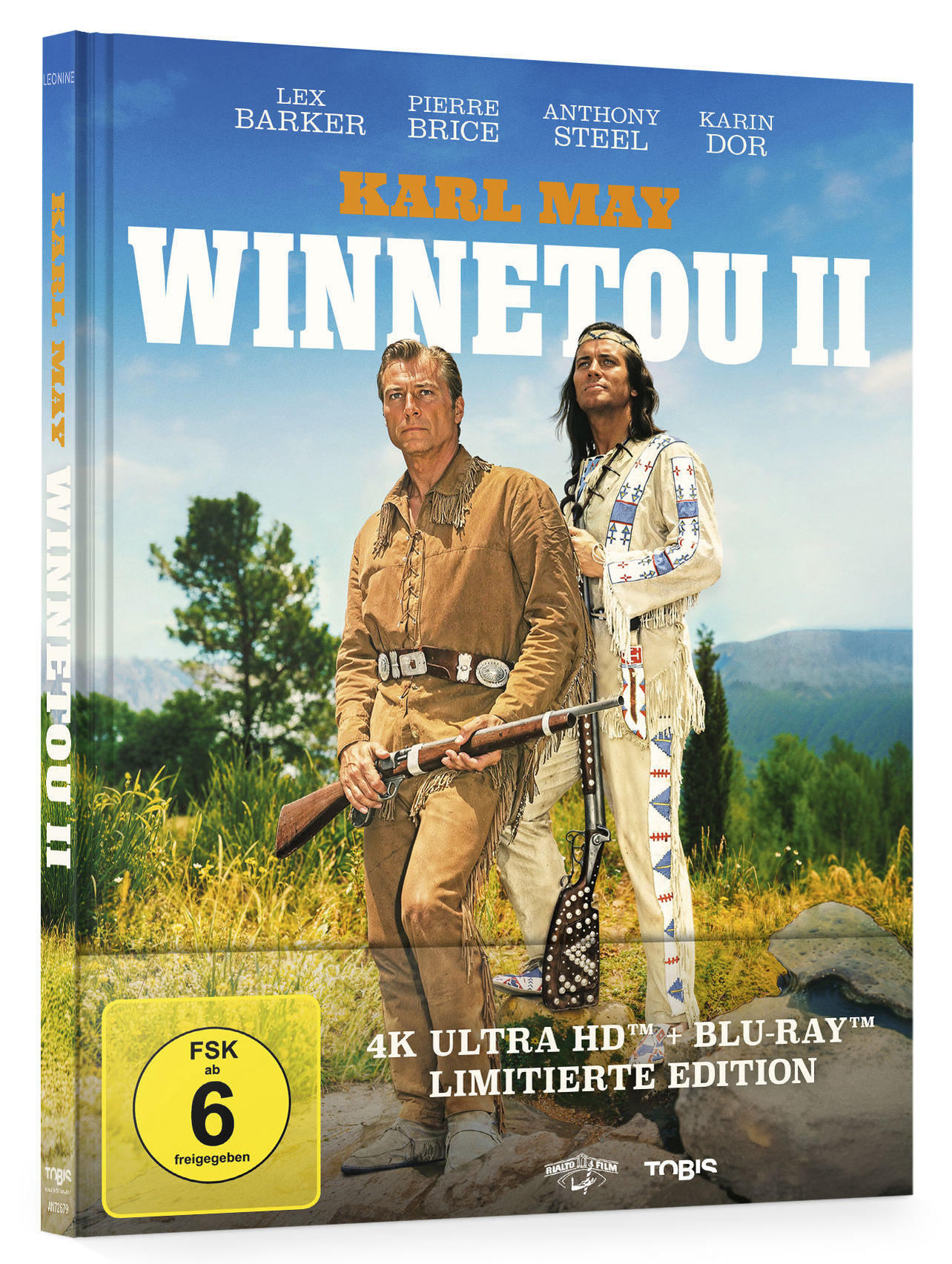 DVD-Cover für Karl Mays Winnetou II, mit zwei Männern in Westernkleidung. Blauer Himmel im Hintergrund.