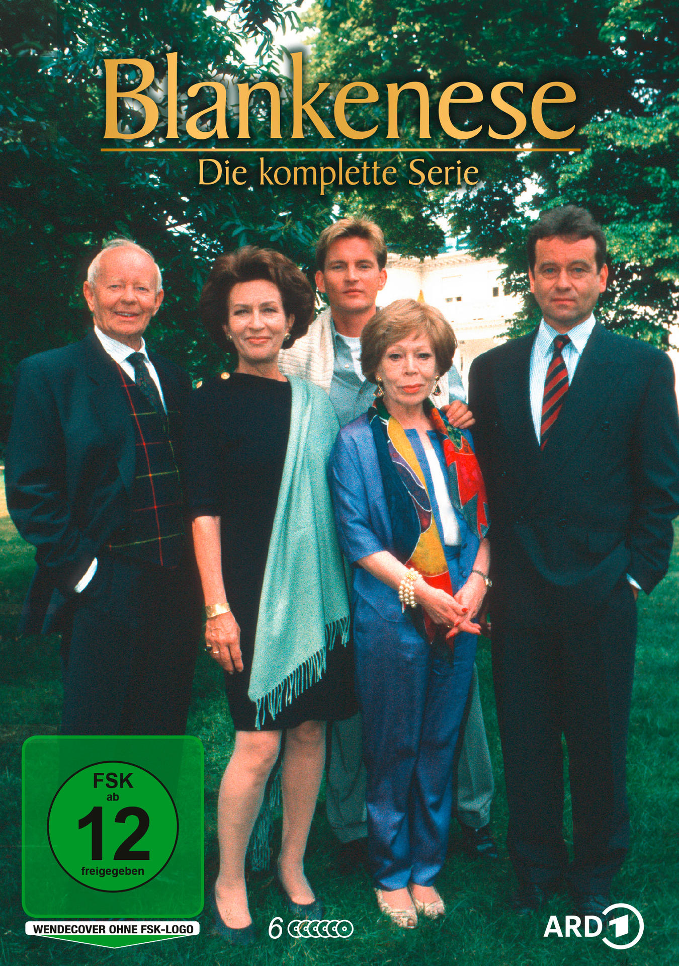 Blankenese DVD-Cover mit einer Gruppe von Leuten vor Bäumen, mit Text oben.