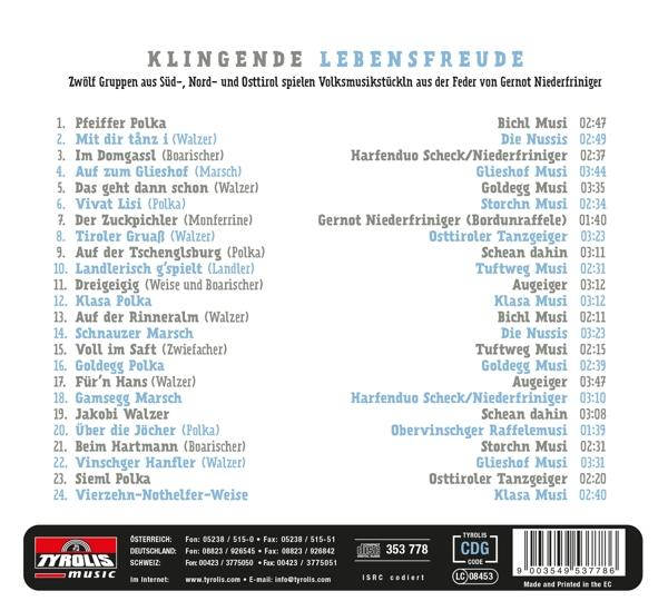 Titelliste mit Liedern, Komponisten und Spieldauern auf einem CD-Cover.