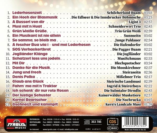 Titelliste eines Musikalbums mit Liedertiteln und Künstlernamen.