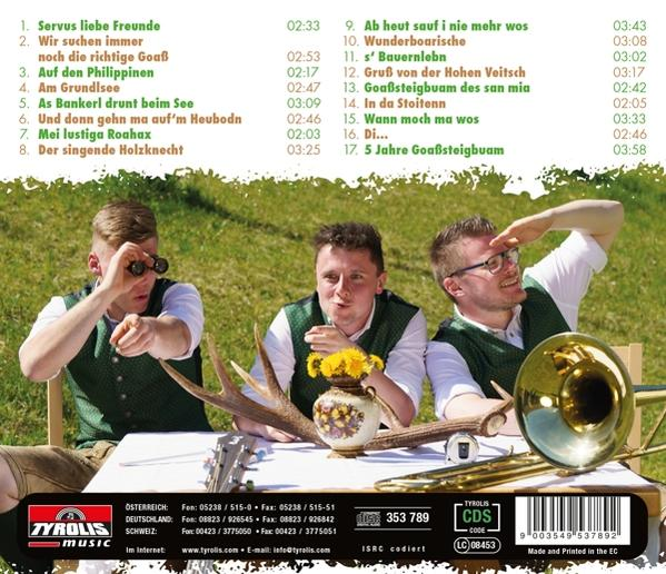 Albumcover mit drei Männern. Albumtitel und Titelliste sind sichtbar. Der Hintergrund ist ein weißer Tisch.