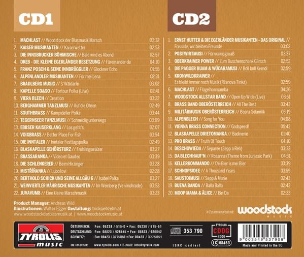 CD-Cover mit Text auf der Rückseite, der Titellisten und Künstlernamen auflistet. Brauner Hintergrund.