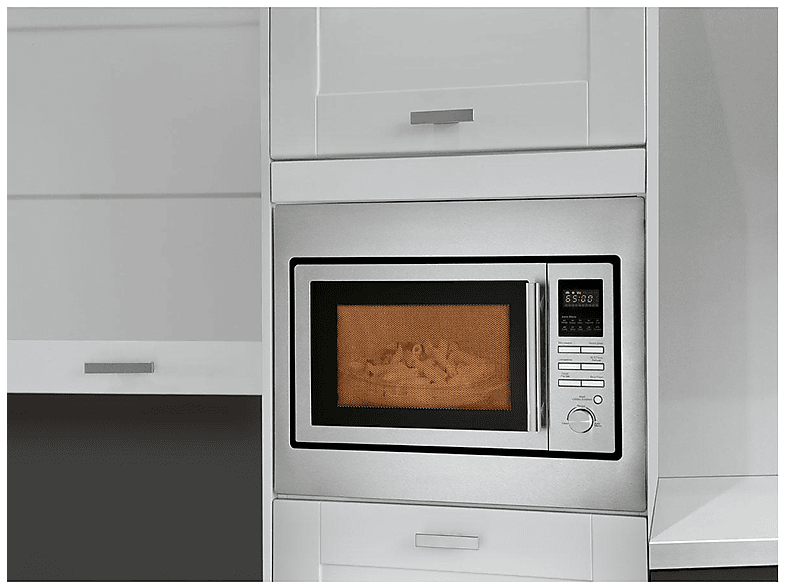 Bomann MWG 2216 H EB Mikrowelle mit Rahmen (900 Watt, Einbaugerät, 25 l, Edelstahlfront)