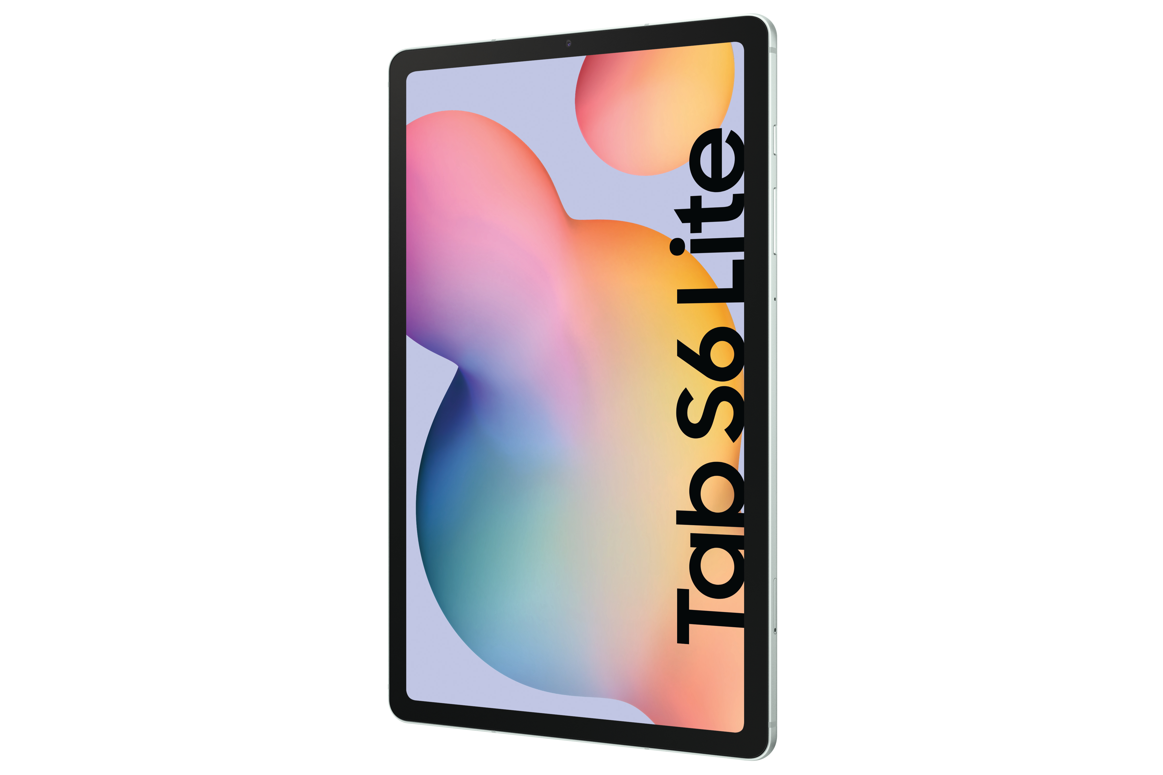 Tablet mit buntem, abstrakten Hintergrund und Text 'Tab S6 Lite'.