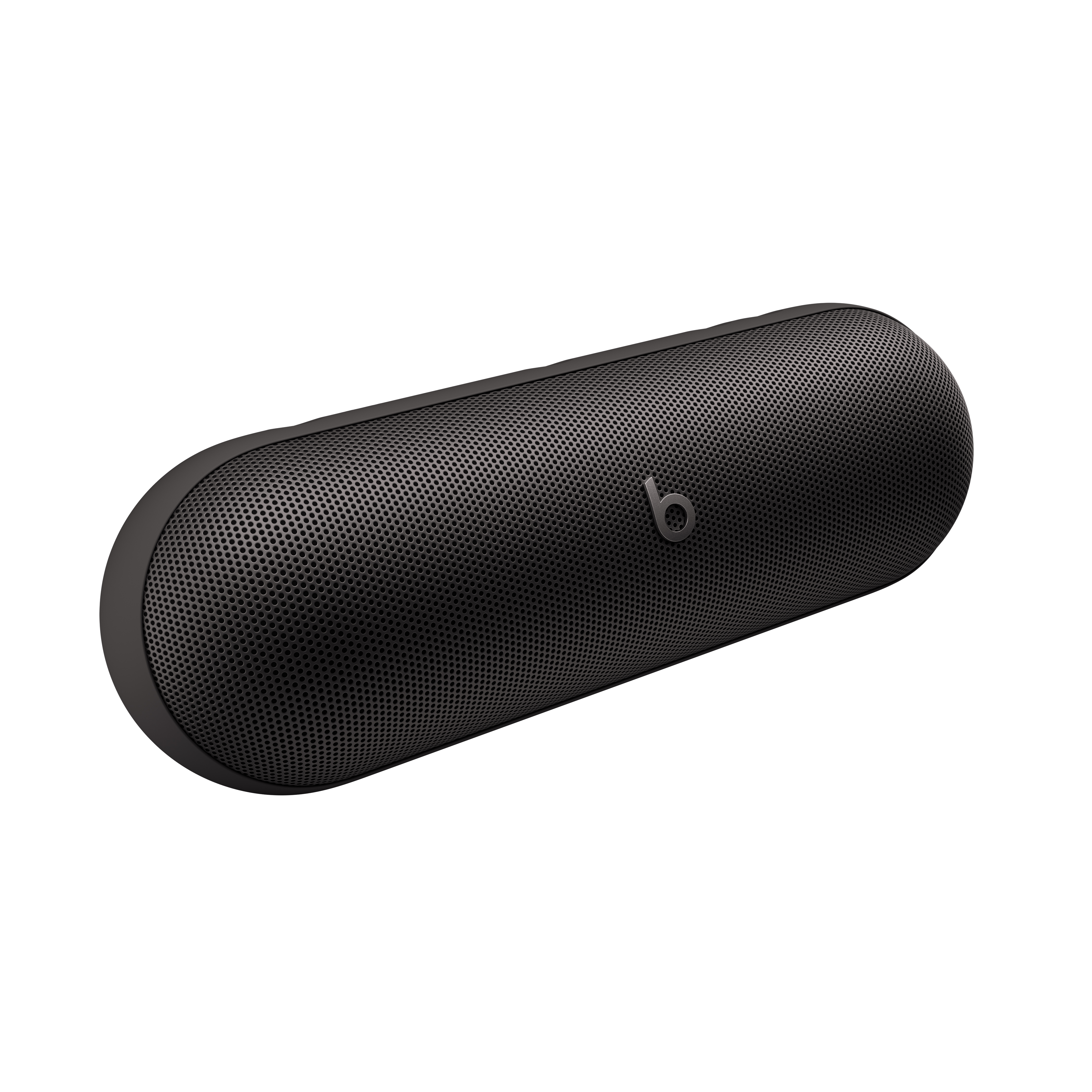Altavoz ovalado negro con una rejilla frontal. El logotipo de Beats es visible.