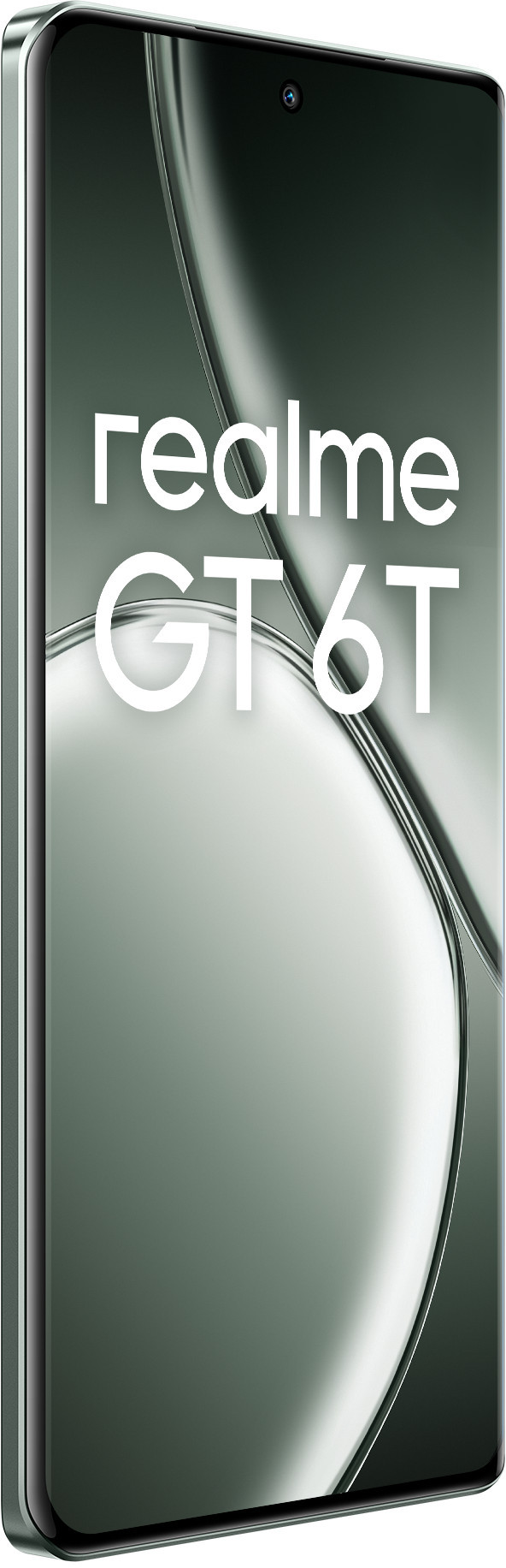 Smartfon z tekstem 'realme GT6T' na ekranie.