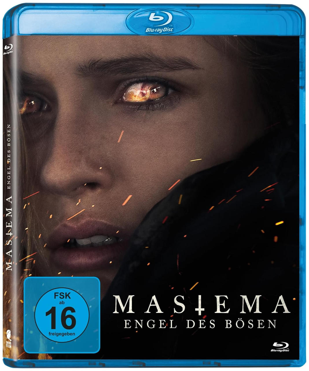 Ein Blu-ray-Filmcover mit dem Titel 'MASIEMA' und dem Gesicht einer Frau mit leuchtenden Augen.
