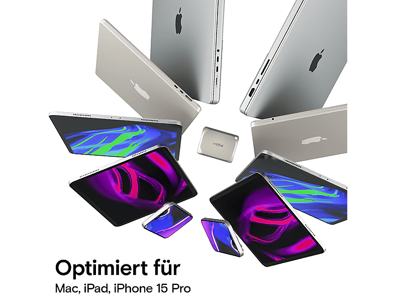 Thumbnail - CRUCIAL X9 Pro for Mac Portable SSD, 4 TB extern, Silber