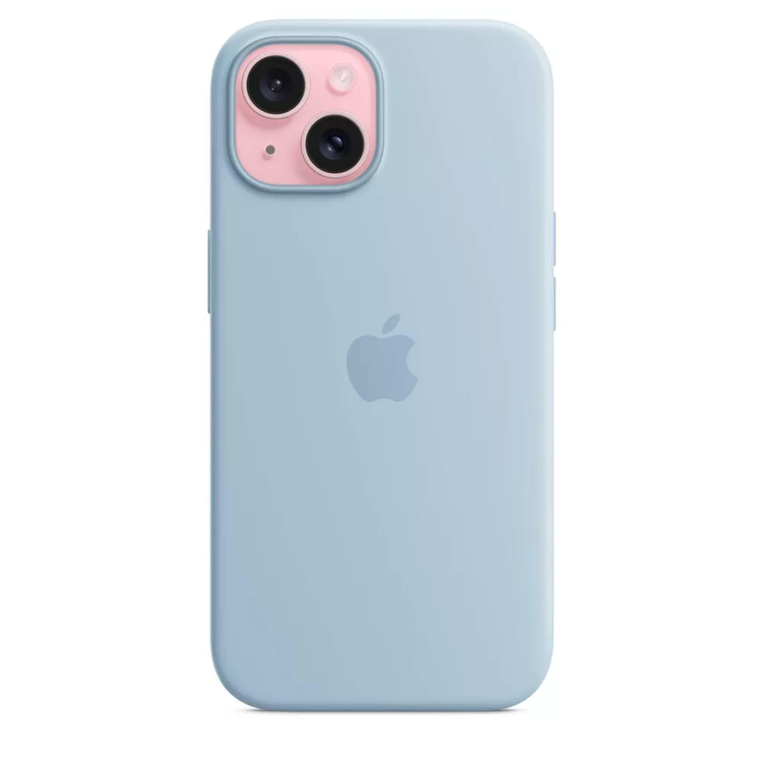 A light blue phone case with a pink camera section.