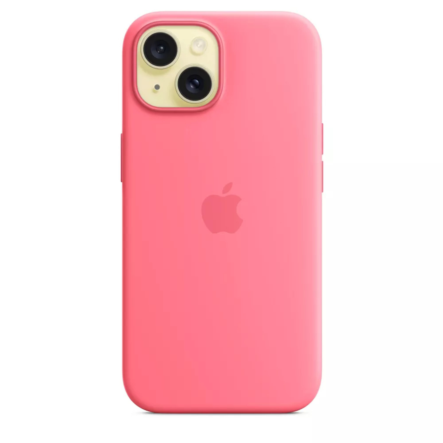 Pink iPhone case with Apple logo, and rear camera cutouts.