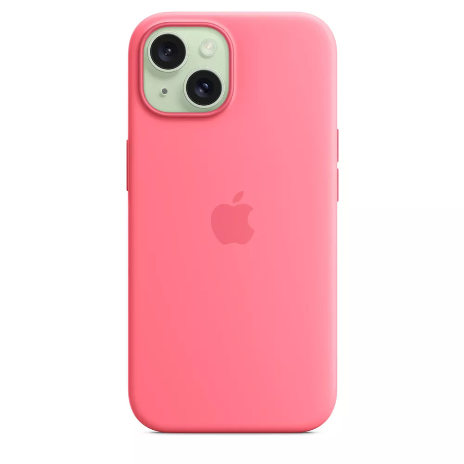 Pink phone case with apple logo and dual camera cutout.
