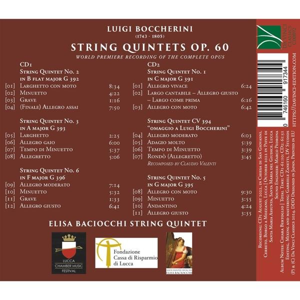 Elisa Baciocchi String Quintet - String Quintets Op. 60  - (CD)