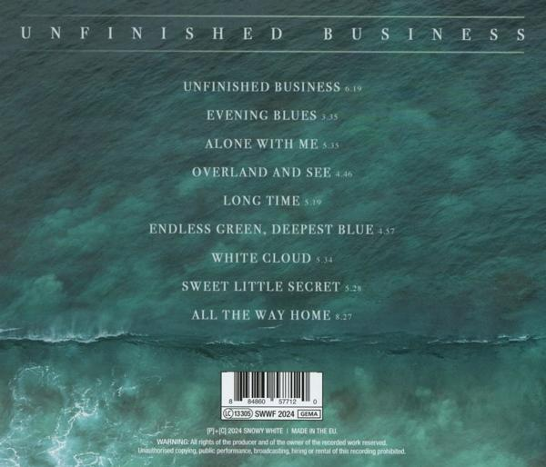 Albumcover mit Meereswellen, Text und einem Barcode. Blau und Weiß.