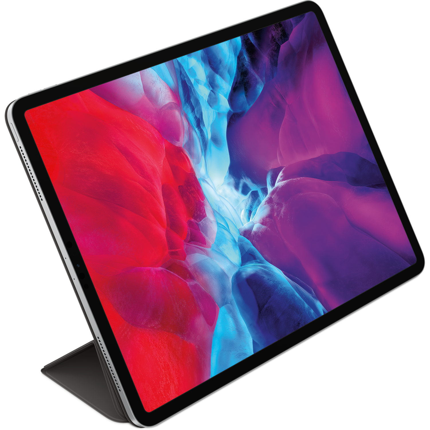 Tablet with a colorful abstract background and a black cover.