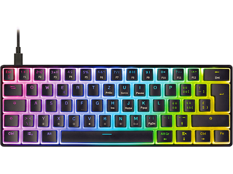 DELTACO GAM-075V2-CH, Gaming Tastatur, Mechanisch, Kabelgebunden, Schwarz