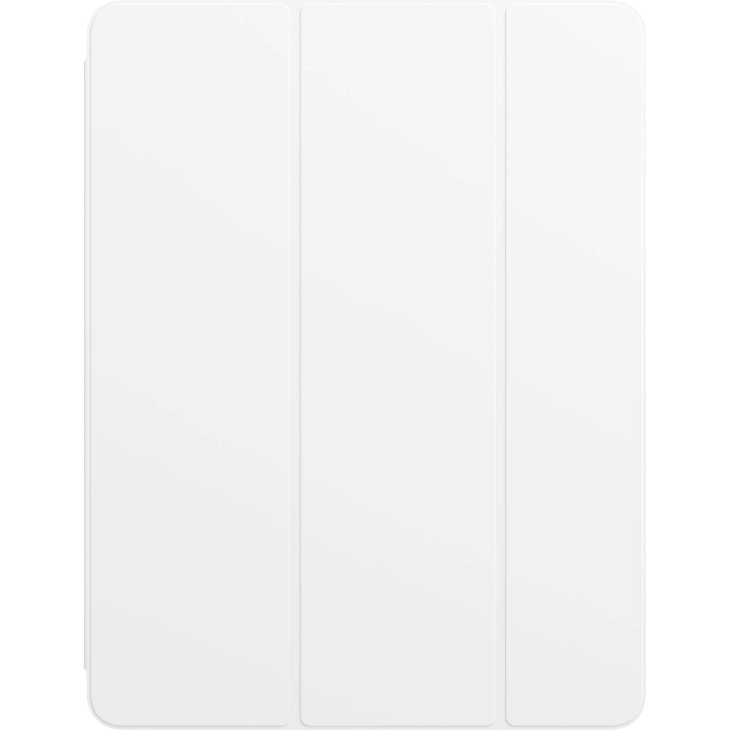 A white tablet cover, closed, with three vertical panels.