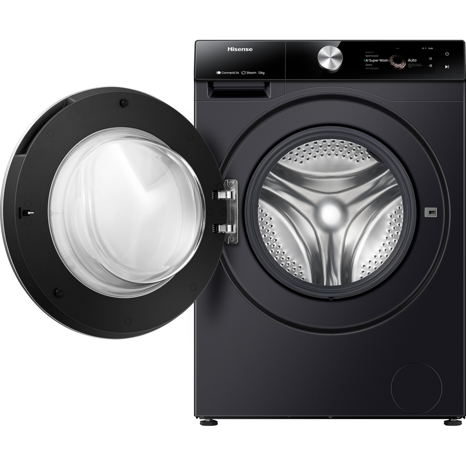 Lave-linge Hublot Hisense WF7S1247BB - 12kg, Classe A, Noir - Neuf Sous Emballage