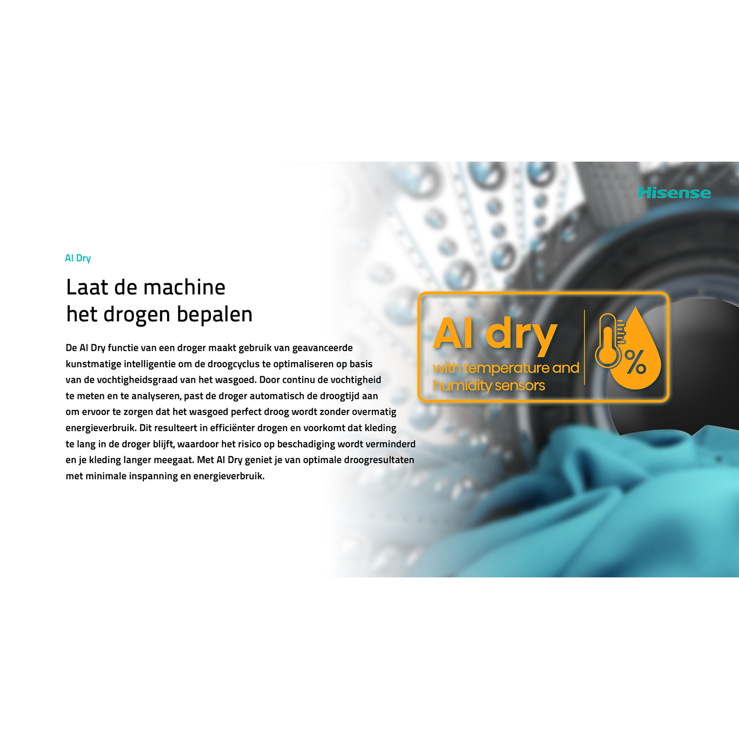 Image with text about AI Dry.  Hisense logo in the top right corner.