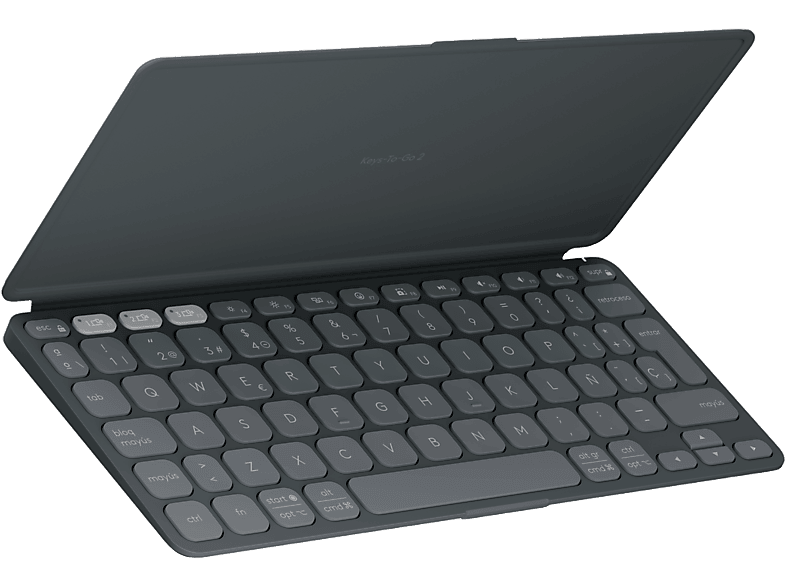 Funda con teclado - Logitech Keys to Go 2, Multidispositivo, Multisistema operativo, 3 años de pila, Fila accesos directos, Personalizable, Negro