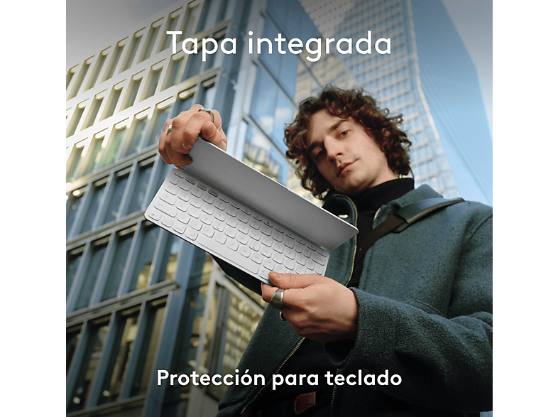 Funda con teclado - Logitech Keys to Go 2, Multidispositivo, Multisistema operativo, 3 años de pila, Fila accesos directos, Personalizable, Blanco