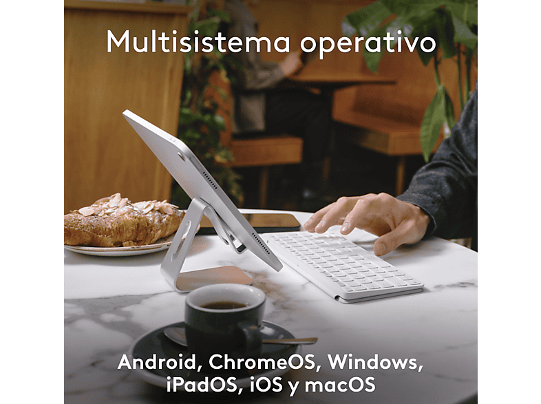 Funda con teclado - Logitech Keys to Go 2, Multidispositivo, Multisistema operativo, 3 años de pila, Fila accesos directos, Personalizable, Blanco – imagen 2