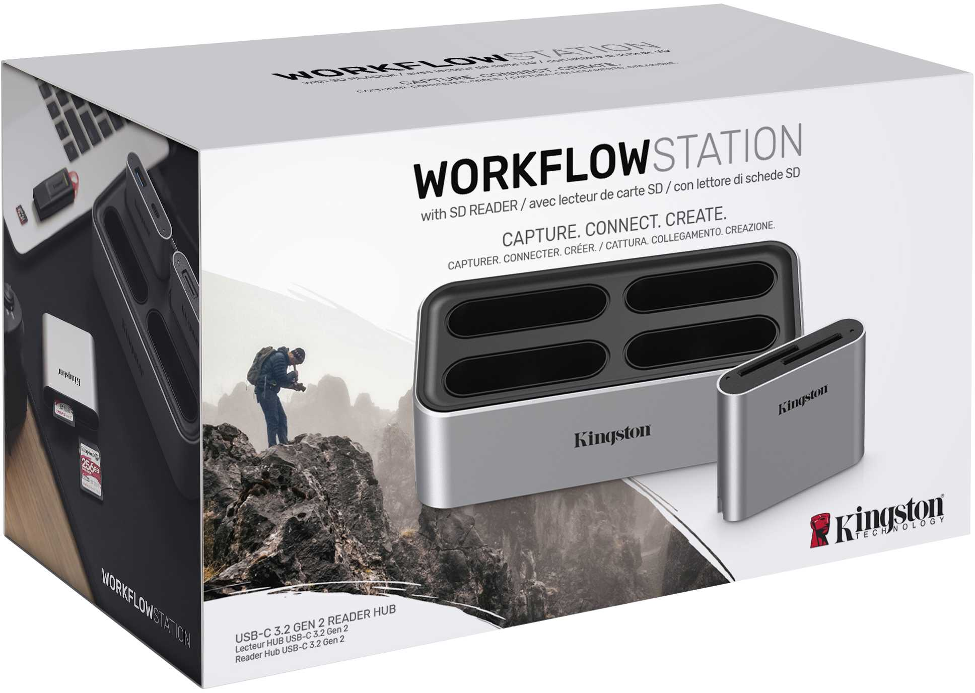 Box mit Workflow-Station und SD-Reader. Eine Person ist im Hintergrund zu sehen.
