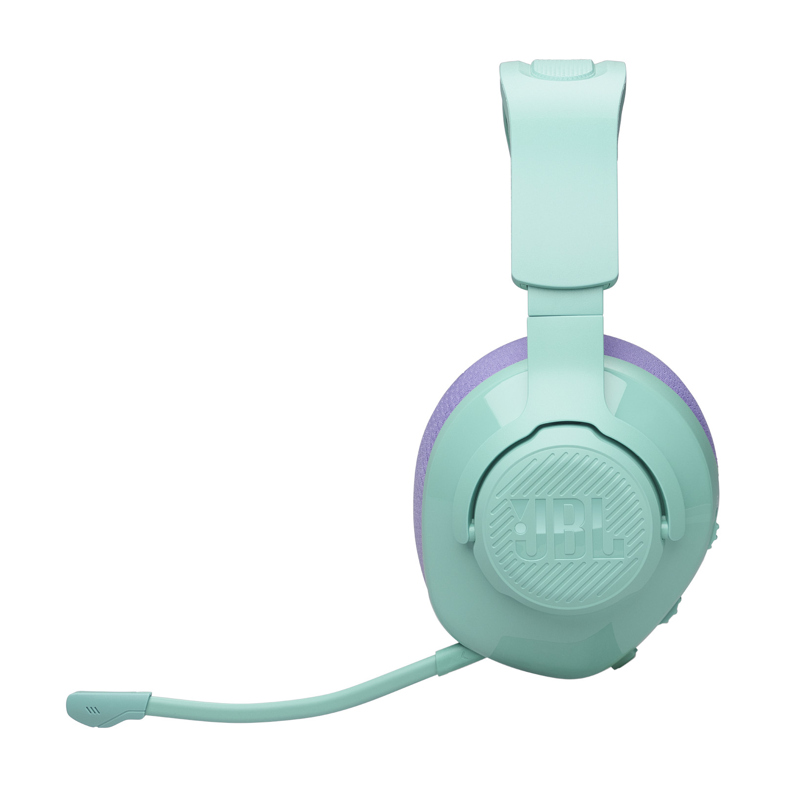 Auriculares JBL verde menta con micrófono, sobre fondo blanco.