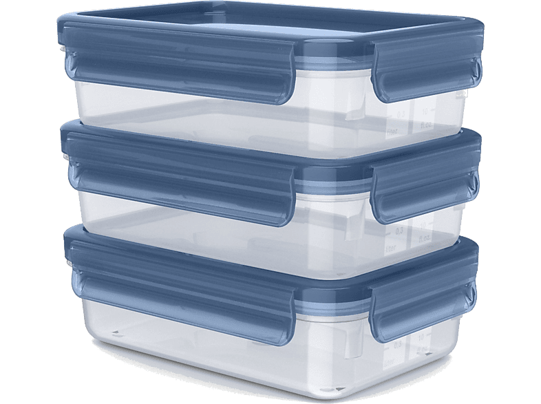 Tupper - Tefal N1171718, Pack de 3, Rectangular, 0.8 l, Transparente