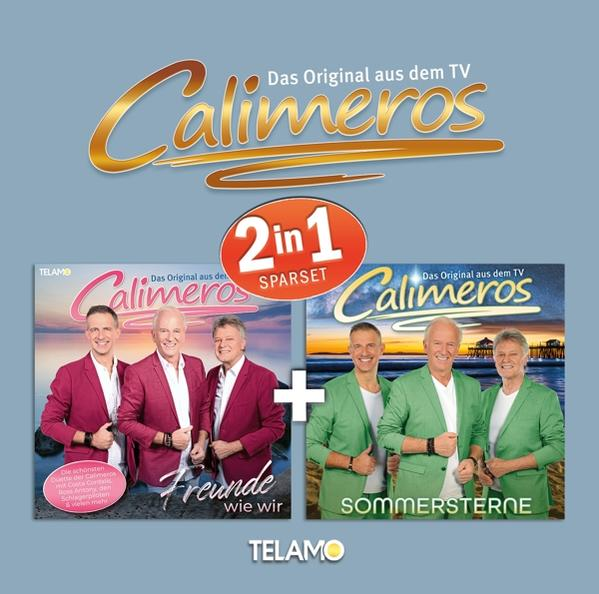 Albumcover mit zwei Calimeros Alben. Beide zeigen eine Gruppe von Leuten.