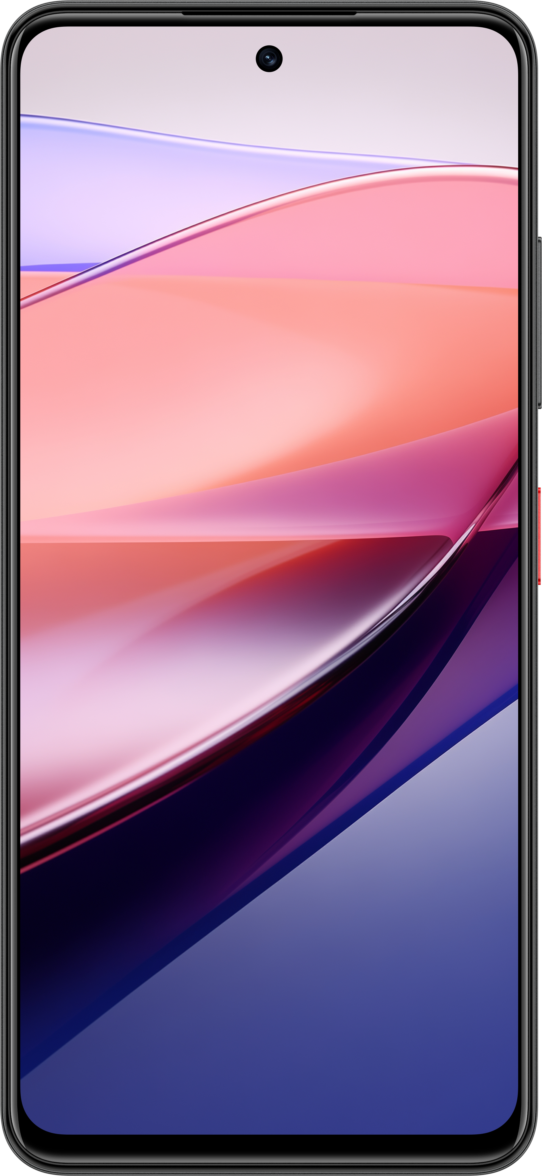 Smartphone, schwarzer Rahmen, farbenfrohes Display.