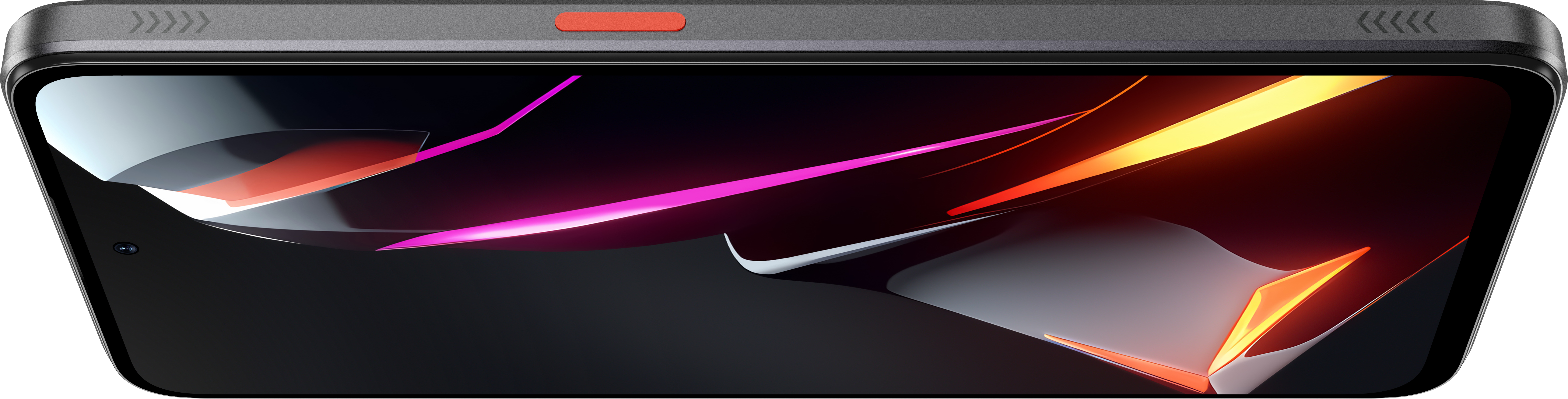 Nahaufnahme eines schwarzen Smartphones mit farbenfrohem Bildschirm.