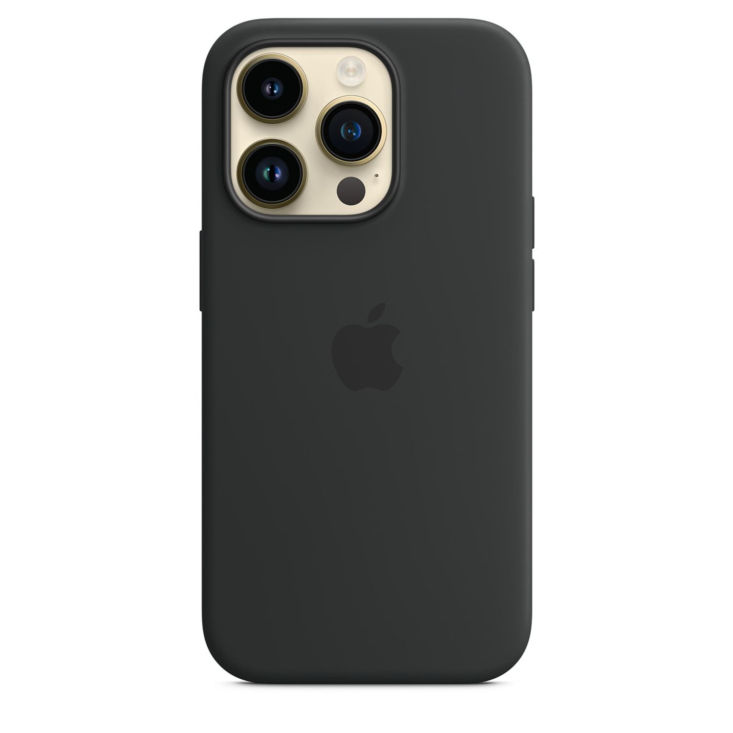 Une coque de téléphone noire avec une découpe pour l'appareil photo et le logo Apple.