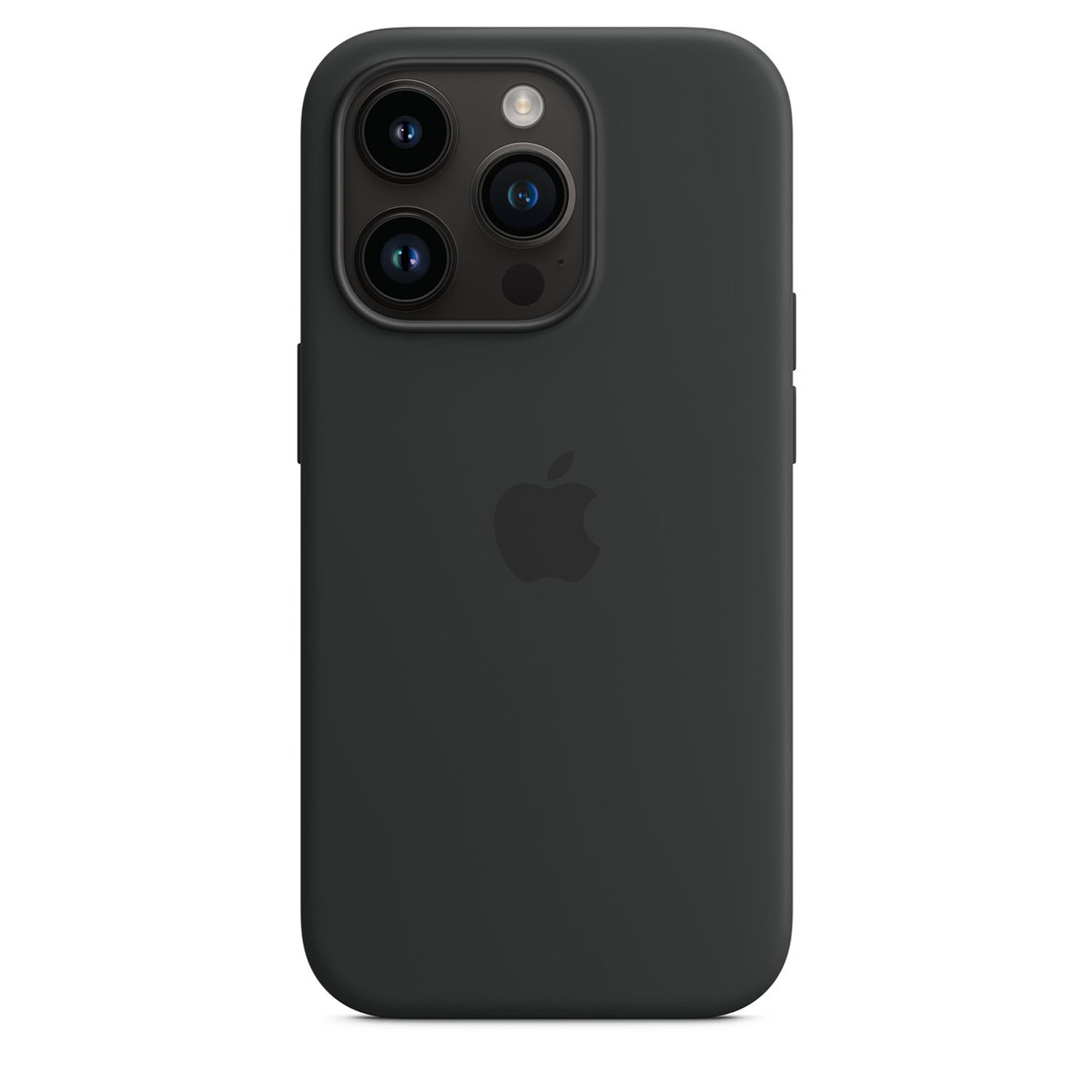 Coque de téléphone noire avec trois caméras, un flash et le logo Apple.