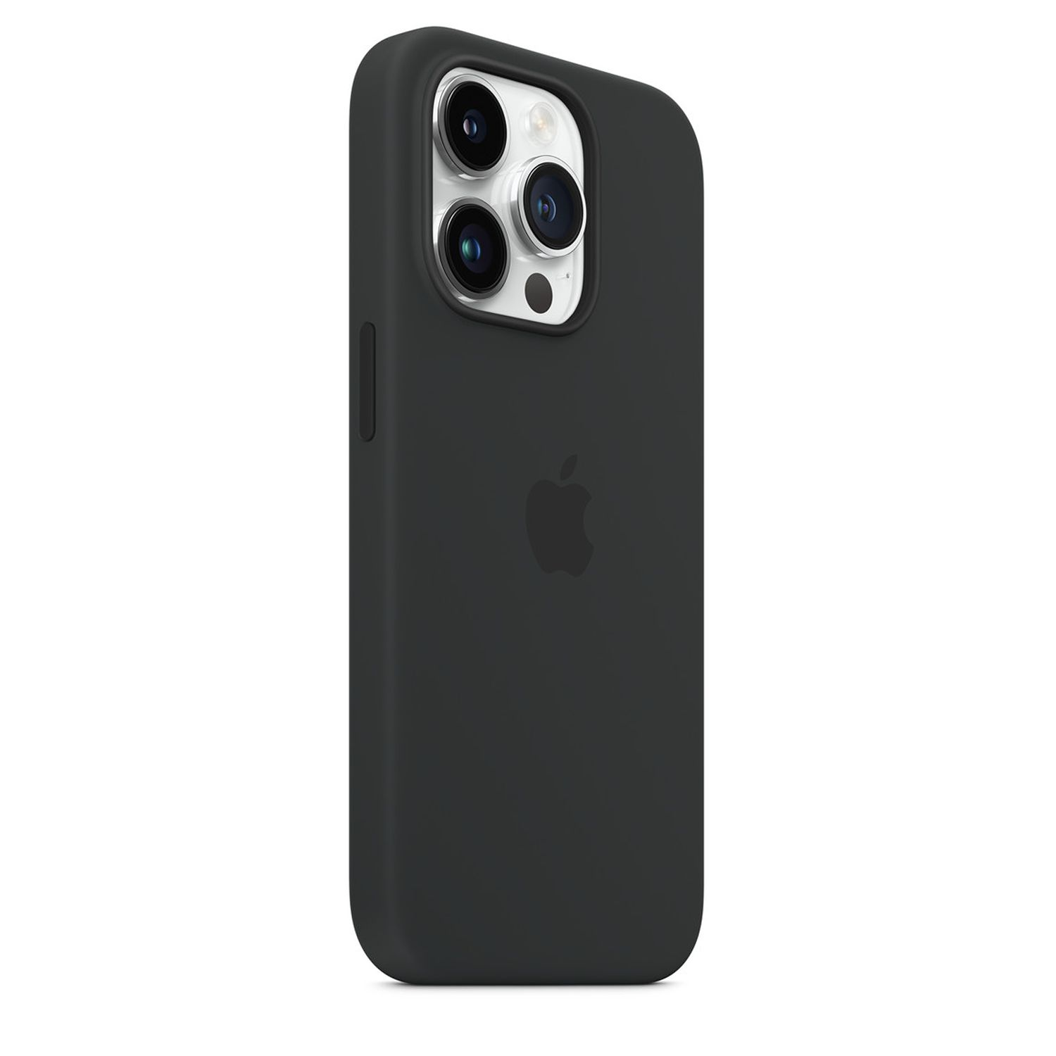 Un étui de téléphone noir avec le logo Apple et trois caméras.