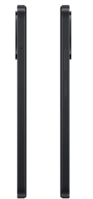 Dwa czarne telefony, widok z boku. Białe tło.