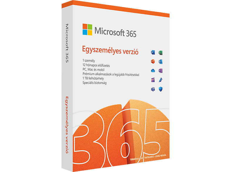 Microsoft 365 Egyszemélyes verzió (1 felhasználó, 1 év) (Multiplatform)