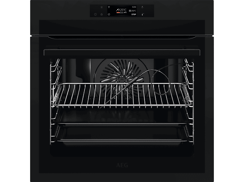 AEG BPE748380T, Multifunción, Pirolítico, 71 l, Sonda térmica, Asistente de cocción, Control táctil, 60 cm, Negro mate