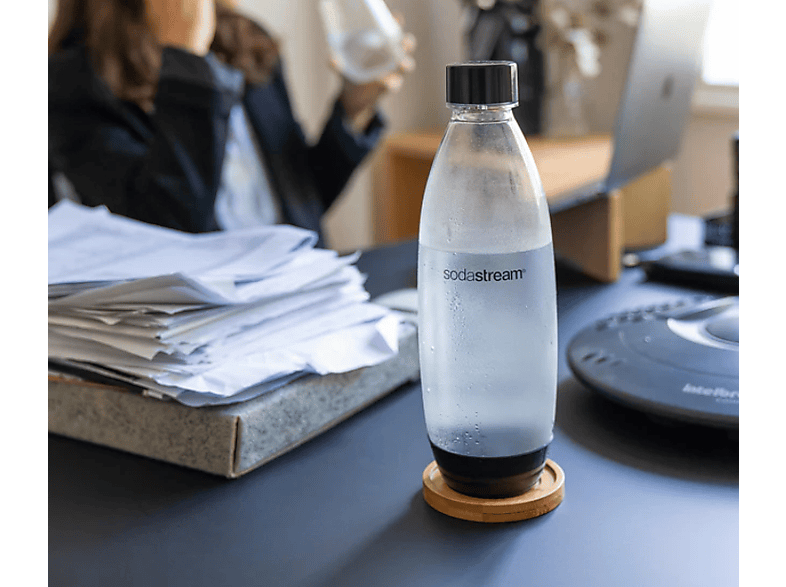 Sodastream Spülmaschinengeeignete Kunststoffflasche fuse schwarz, 2er-Pack (1l, für Wassersprudler) — Foto 3 von 4