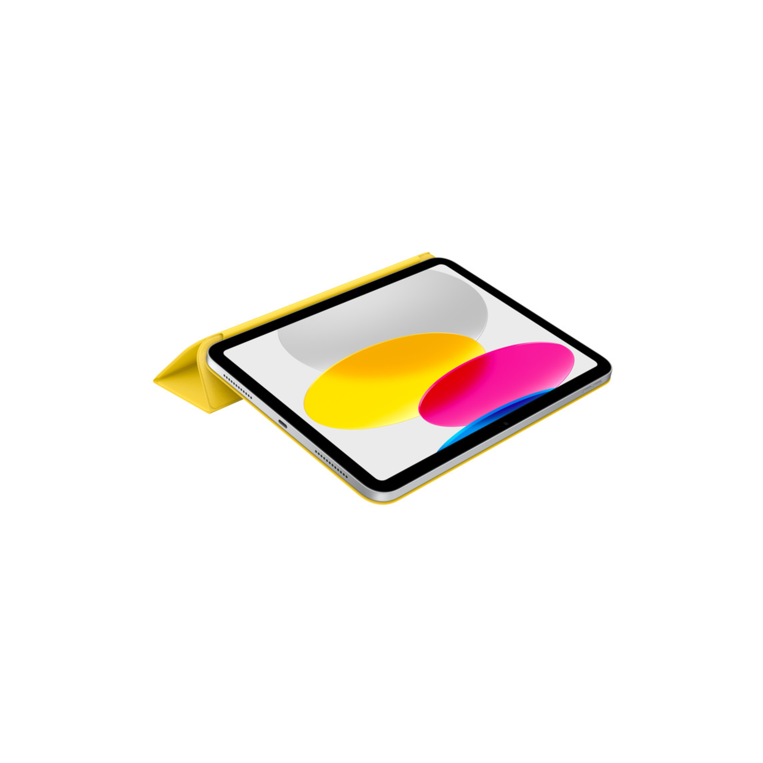 Yellow iPad with yellow case, showing a colorful display with apps.