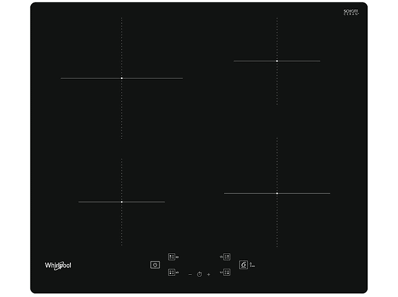 Whirlpool WS Q2160 NE Piano Cottura A Induzione, 4 zone di cottura, dimensioni: L 59 cm, P 51 piano in Vetroceramica, Nero