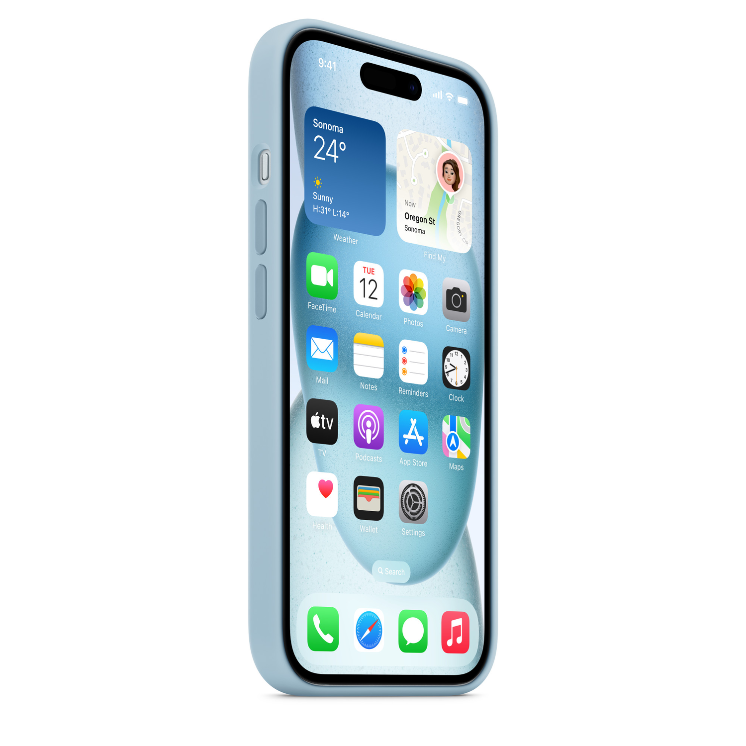 APPLE iPhone 15 Siliconenhoesje met MagSafe - Winterblauw
