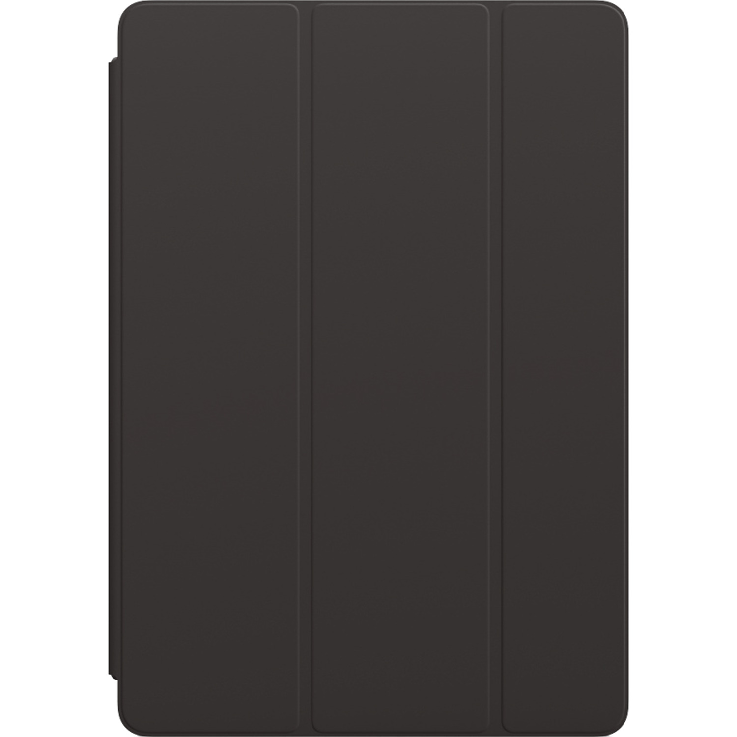 A closed, black tablet case with a tri-fold cover.