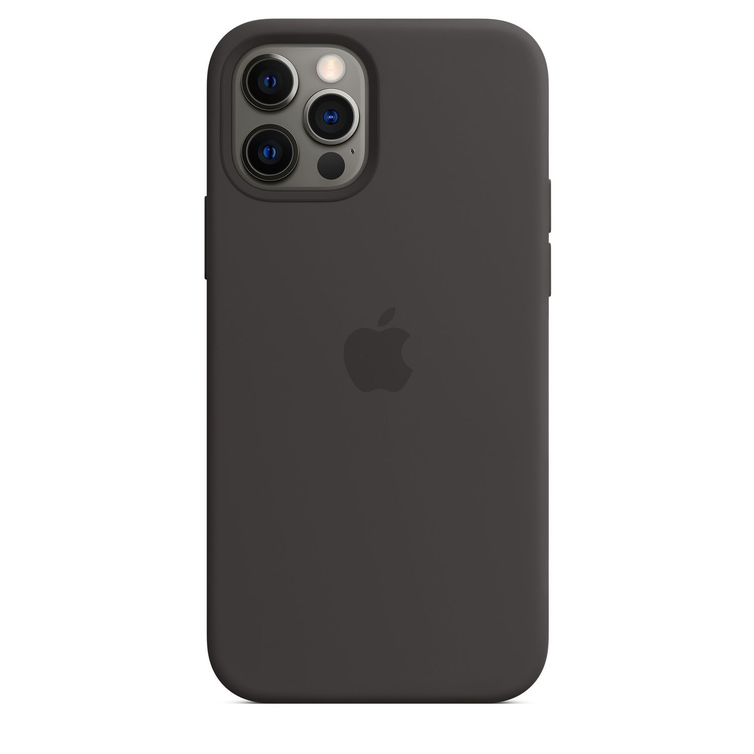 Zwarte iPhone-hoes met Apple-logo.