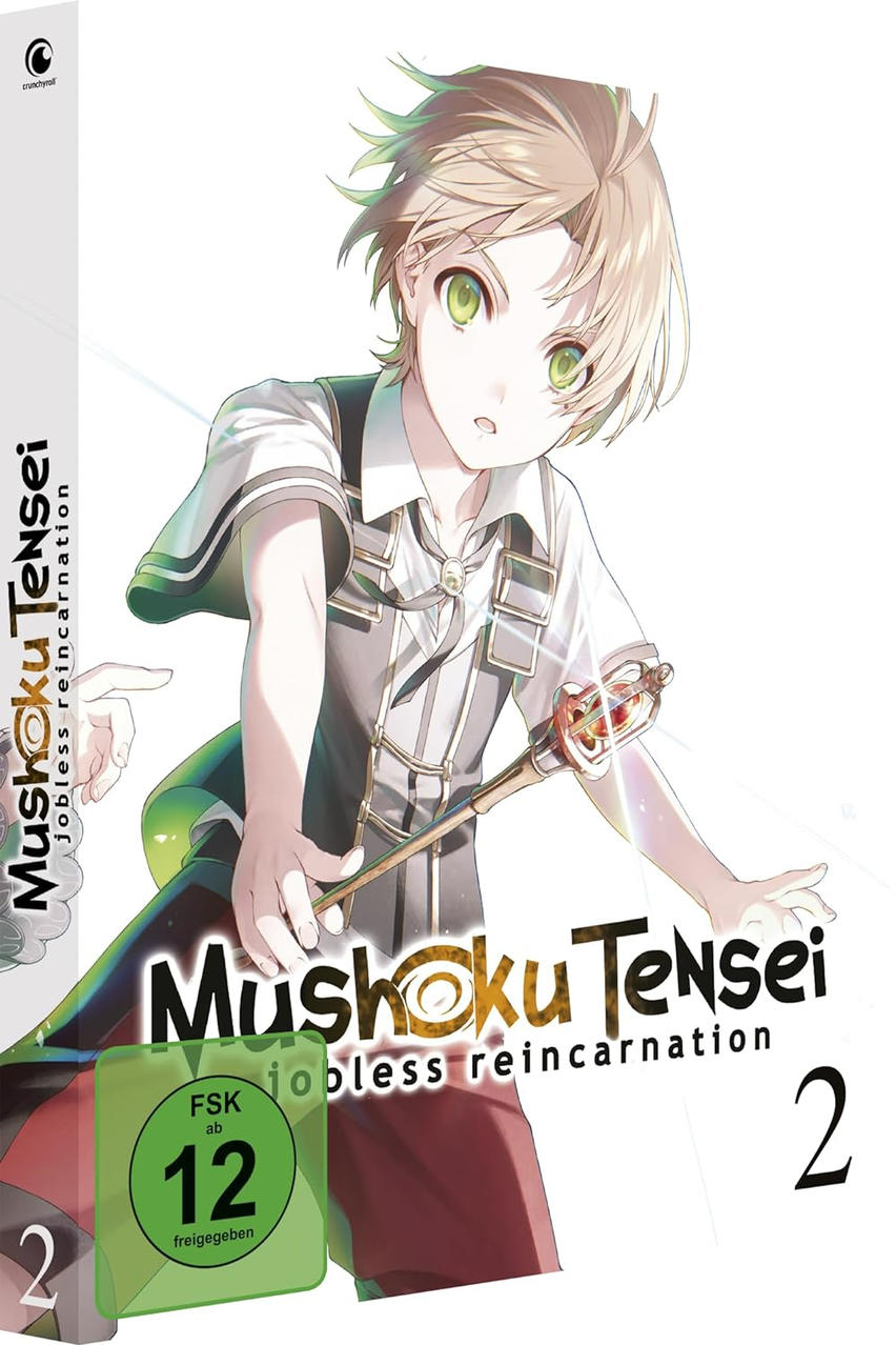 Anime-DVD-Cover mit einem männlichen Charakter, der einen Stab hält.