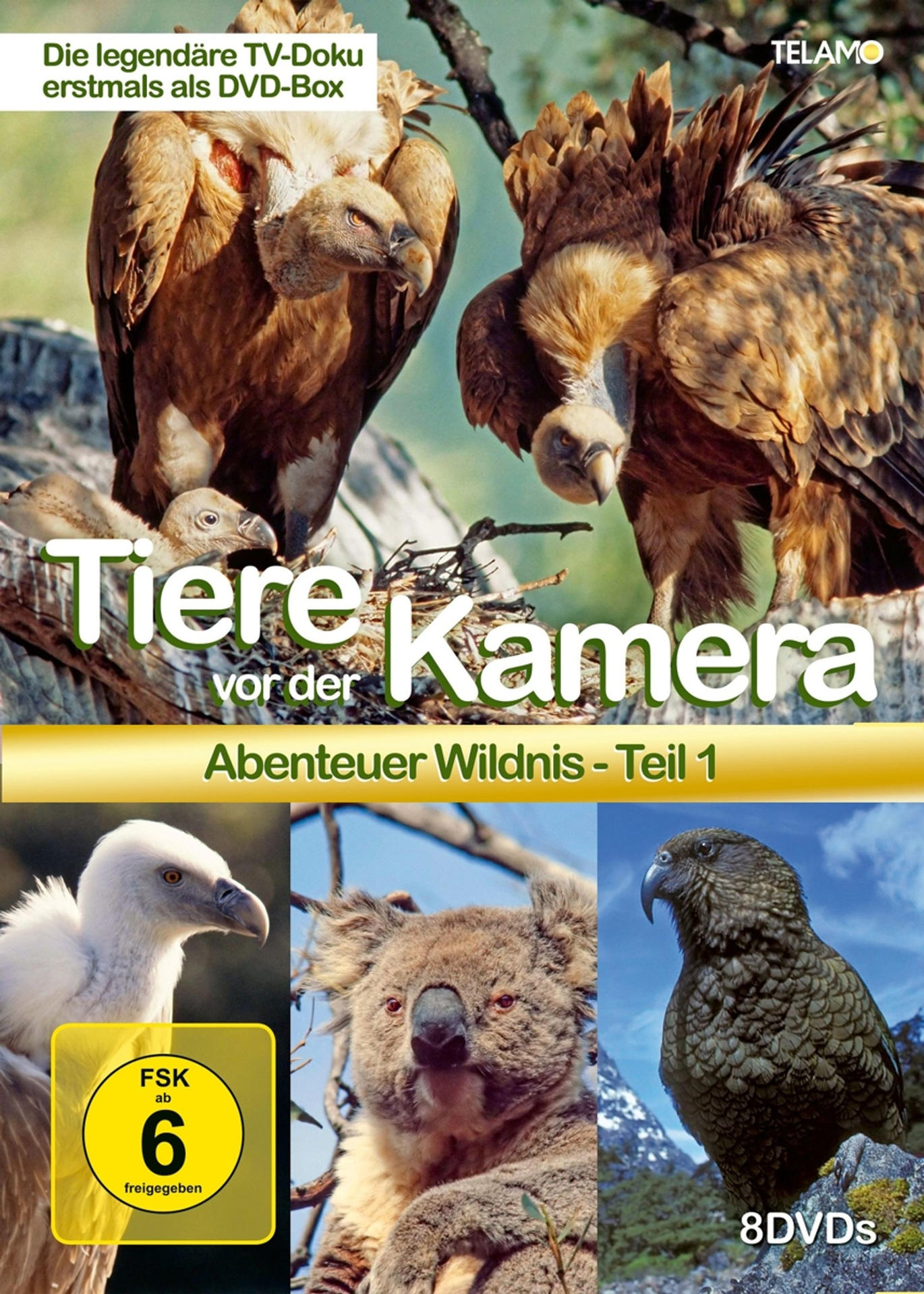 DVD-Cover mit Geiern, einem Koala und einem Vogel. Text auf Deutsch.