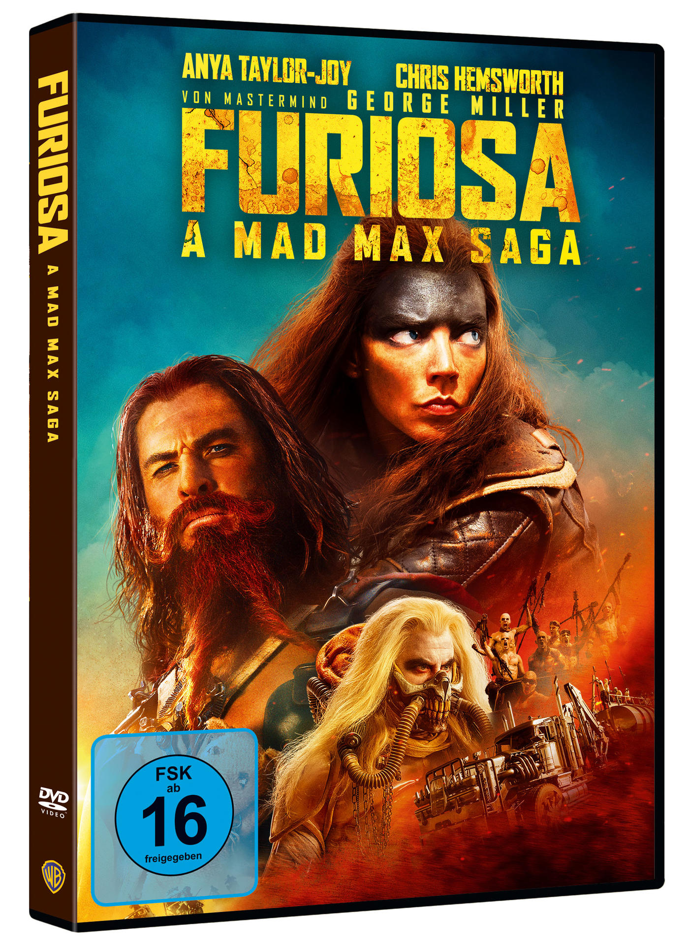 Furiosa: A Mad Max Saga DVD-Cover. Anya Taylor-Joy und Chris Hemsworth sind zu sehen.