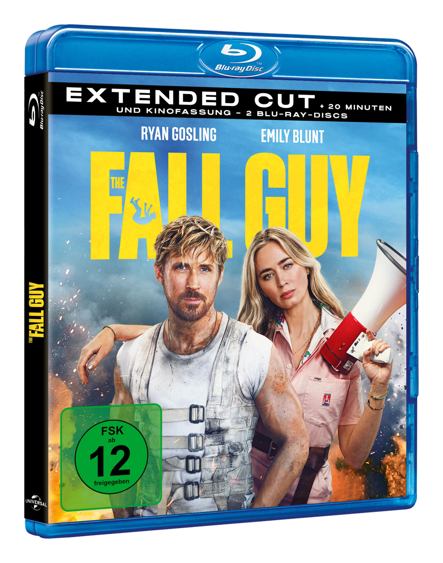 Eine Blu-ray-Hülle mit dem Film 'The Fall Guy' mit Ryan Gosling und Emily Blunt.