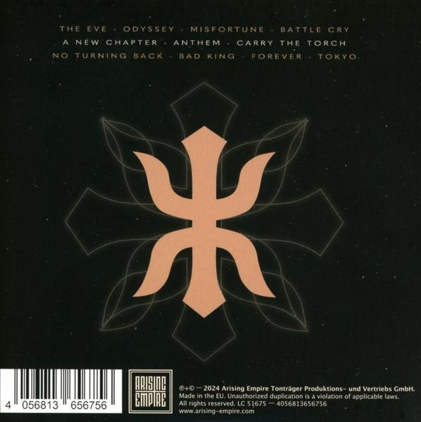 Albumcover mit braunem und goldenem Design und einer Liste von Songtiteln. Weißer Hintergrund.