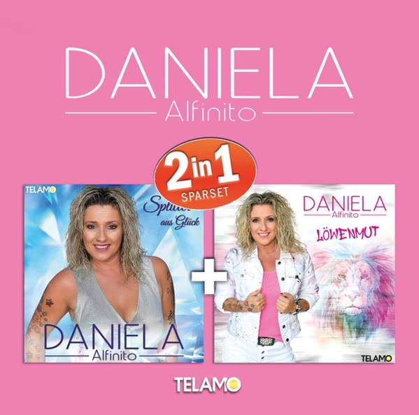 Albumcover mit zwei Frauen, der Titel lautet 'DANIELA Alfinito'. Der Hintergrund ist rosa.