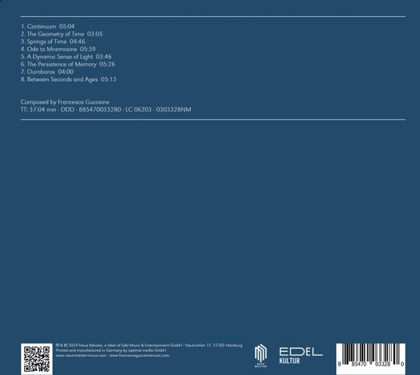 CD-Cover mit Titelliste, Text und Credits auf blauem Hintergrund. Edel Kultur- und Neue Meister-Logos.